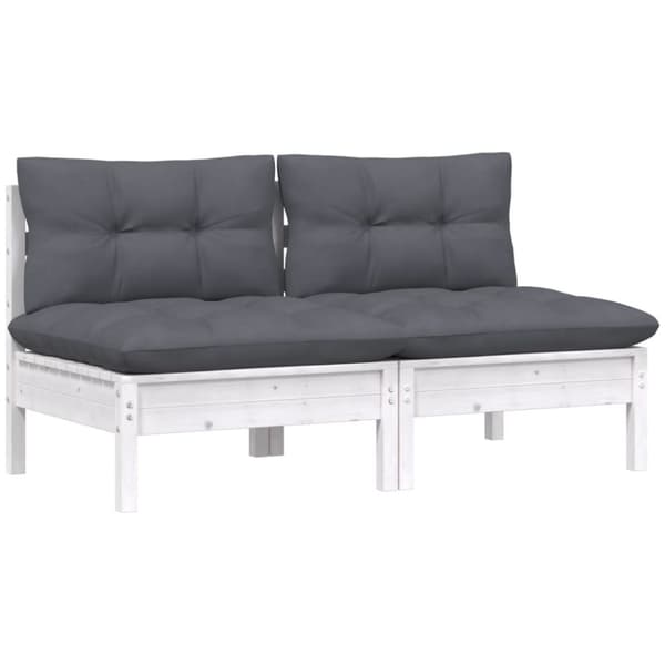 2-personers havesofa med antracitgrå hynder massivt fyrretræ - 2-personers Havesofa - 2-personers Havesofaer - Home & Living