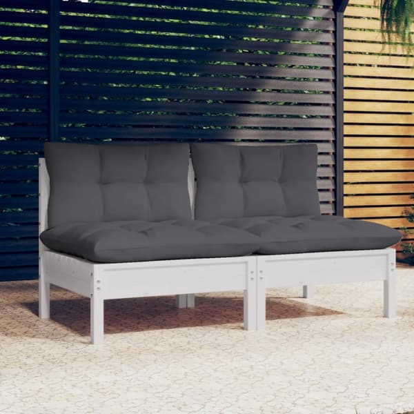 2-personers havesofa med antracitgrå hynder massivt fyrretræ - 2-personers Havesofa - 2-personers Havesofaer - Home & Living