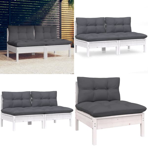 2-personers havesofa med antracitgrå hynder massivt fyrretræ - 2-personers Havesofa - 2-personers Havesofaer - Home & Living