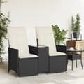 Miniatyrbillede 3 af 11: vidaXL 2-personers havesofa med bord og lænefunktion polyrattan sort