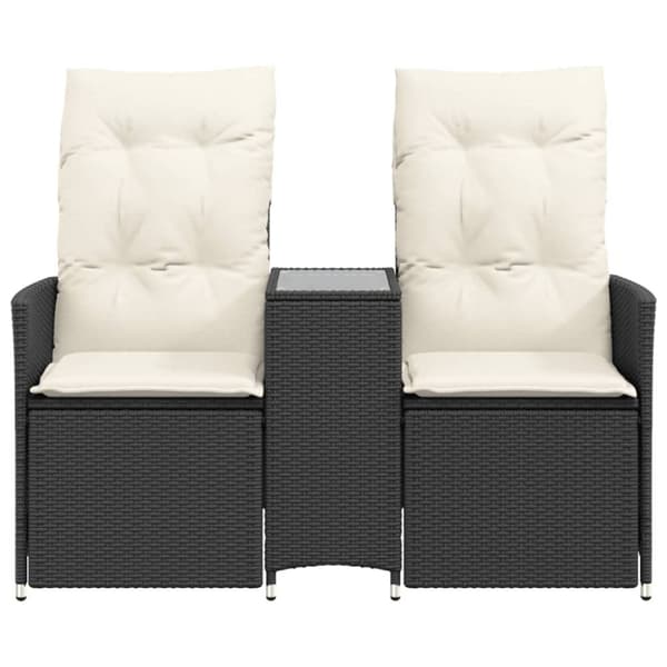 vidaXL 2-personers havesofa med bord og lænefunktion polyrattan sort