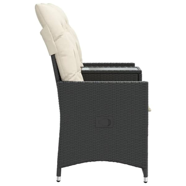vidaXL 2-personers havesofa med bord og lænefunktion polyrattan sort