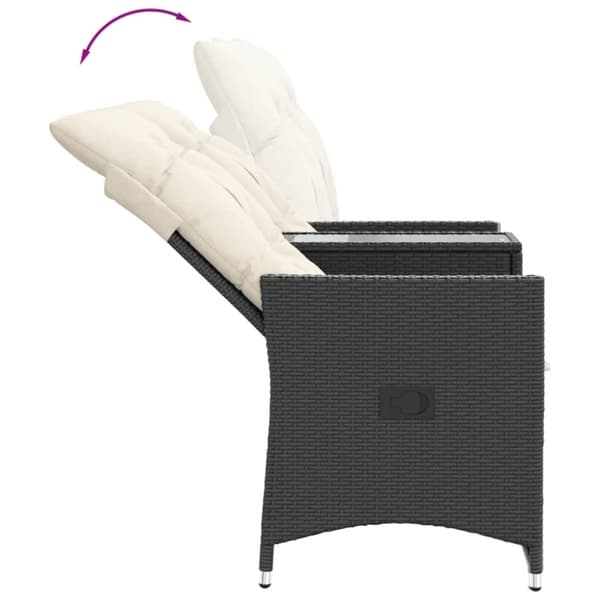 vidaXL 2-personers havesofa med bord og lænefunktion polyrattan sort