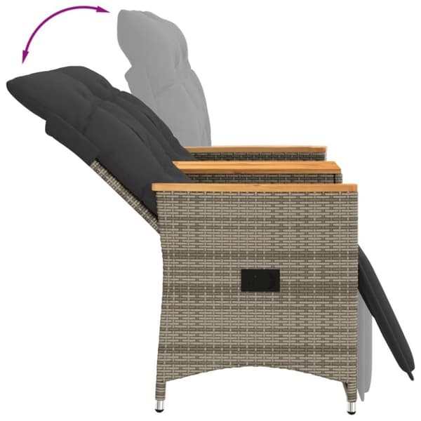 vidaXL 2-personers havesofa med bord og lænefunktion polyrattan grå