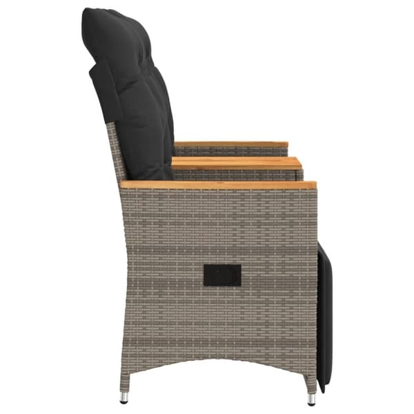 vidaXL 2-personers havesofa med bord og lænefunktion polyrattan grå