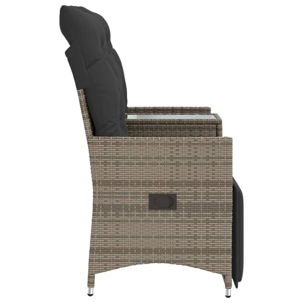 vidaXL 2-personers havesofa med bord og lænefunktion polyrattan grå