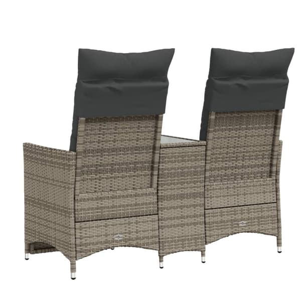 vidaXL 2-personers havesofa med bord og lænefunktion polyrattan grå