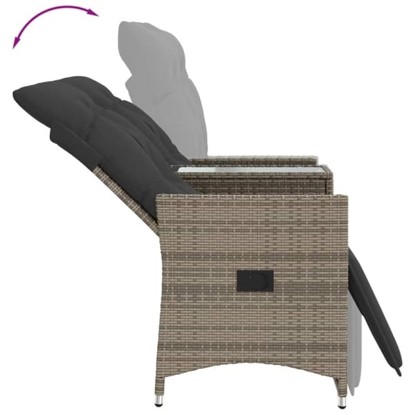 vidaXL 2-personers havesofa med bord og lænefunktion polyrattan grå