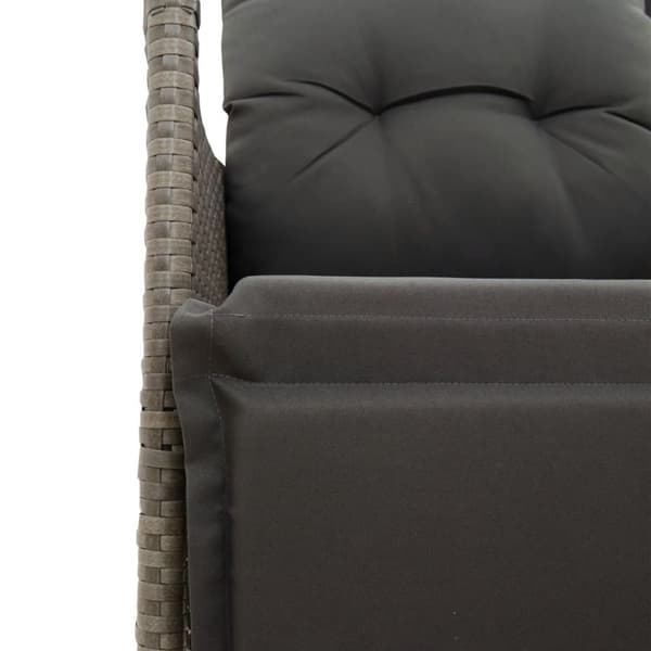 vidaXL 2-personers havesofa med bord og lænefunktion polyrattan grå