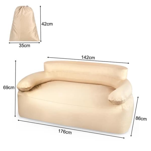 Luftpuff - XMTECH - 2 platser - Oxfordtyg 1000D - Inbyggd pump - Inomhus/Uteplats