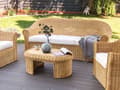 Miniatyrbilde 5 av 11: 3 seters Hagesofa Naturrotting Hvit Bomullspute Medium Motstand Utendørs Boho Style Hage Uteplass Balkong
