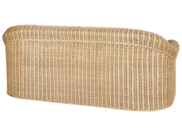 3 seters Hagesofa Naturrotting Hvit Bomullspute Medium Motstand Utendørs Boho Style Hage Uteplass Balkong