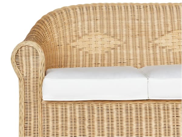 3 seters Hagesofa Naturrotting Hvit Bomullspute Medium Motstand Utendørs Boho Style Hage Uteplass Balkong