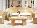 Miniatyrbilde 2 av 11: 3 seters Hagesofa Naturrotting Hvit Bomullspute Medium Motstand Utendørs Boho Style Hage Uteplass Balkong