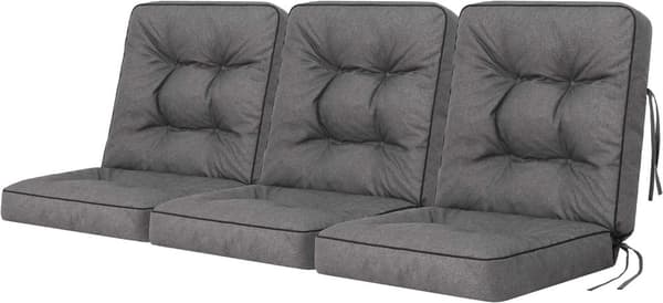 Bankdyna för trädgårdsmöbler, sittdyna inomhus/utomhus - Grå - 150 cm (3 x 50 cm)
