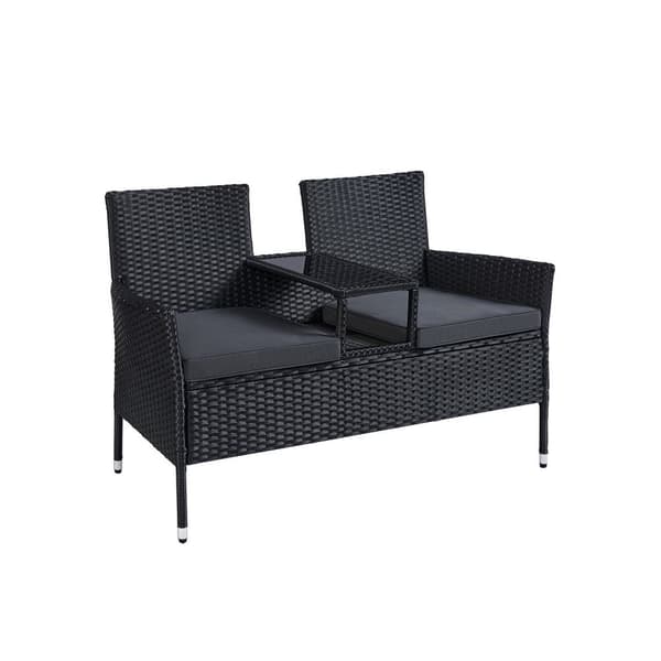 Rootz 4-delt sæt havesofa - Udendørs sofa - Terrassemøbler - Stålramme - PE flet - Skumpolstring - Hærdet glas - 65 cm x 131 cm x 84 cm
