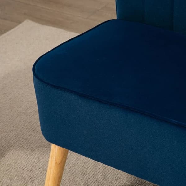 Rootz Soffa - Retro Design - 2-sits soffa - Träben - Sammetslen polyester - Blå - 117 cm x 56,5 cm x 77 cm