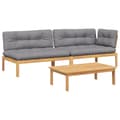 Miniatyrbillede 1 af 11: vidaXL sofasæt til haven 3 dele træpaller med hynder massivt akacietræ