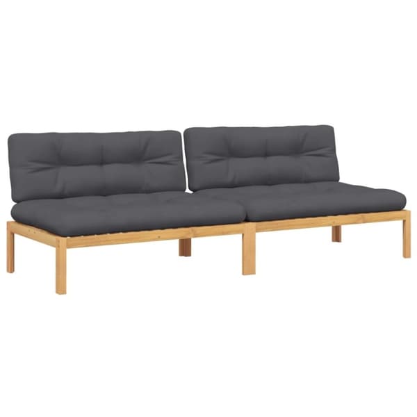 vidaXL midtermoduler til pallesofa 2 stk. med hynder massivt akacietræ