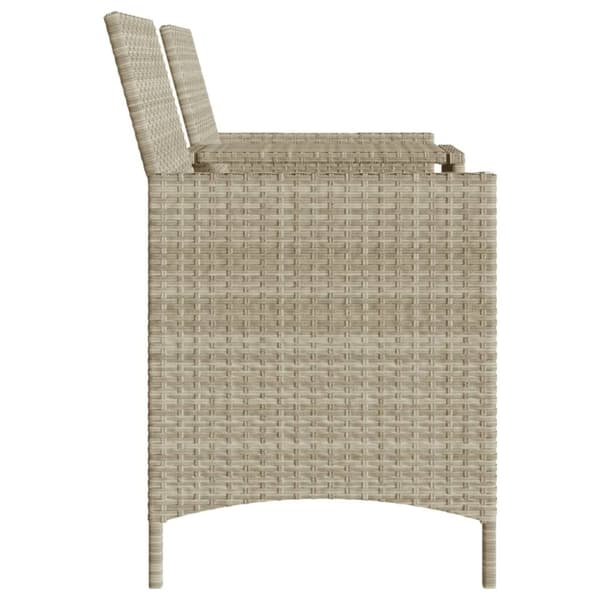 vidaXL 2-personers havesofa med bord og skamler polyrattan lysegrå