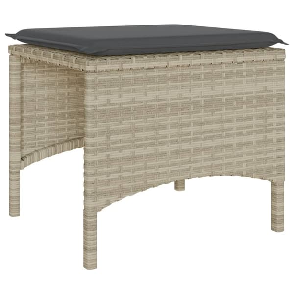 vidaXL 2-personers havesofa med bord og skamler polyrattan lysegrå