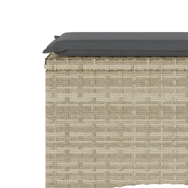 vidaXL 2-personers havesofa med bord og skamler polyrattan lysegrå