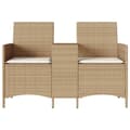 Miniatyrbillede 3 af 9: vidaXL 2-personers havesofa med bord og hynder polyrattan beige