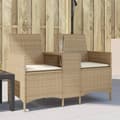 Miniatyrbillede 9 af 9: vidaXL 2-personers havesofa med bord og hynder polyrattan beige