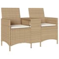 Miniatyrbillede 1 af 9: vidaXL 2-personers havesofa med bord og hynder polyrattan beige