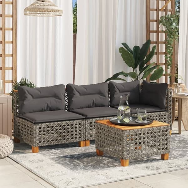 vidaXL hjørnemodul til havesofa med hynder polyrattan grå