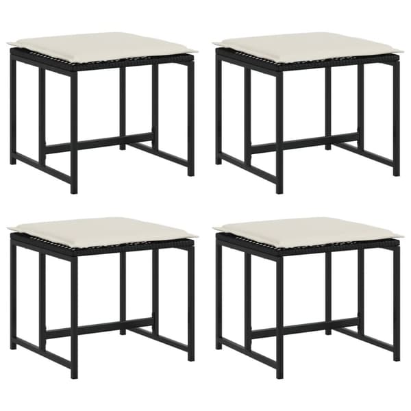 vidaXL haveskamler 4 stk. med hynder polyrattan sort