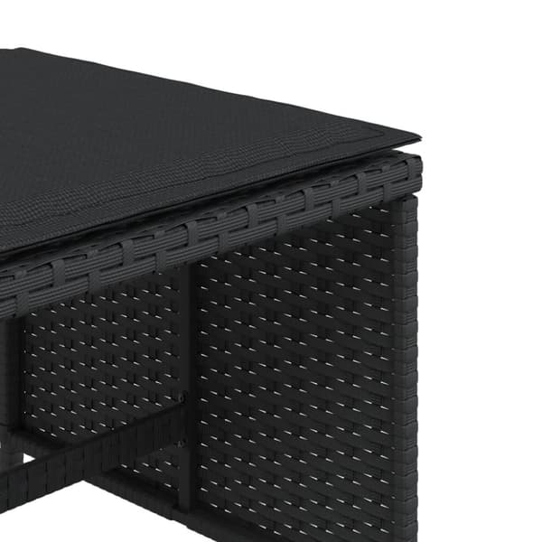 vidaXL haveskammel med hynder 4 stk. 40x40x35 cm polyrattan sort