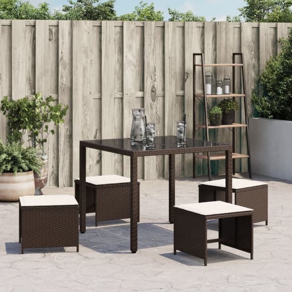 vidaXL haveskamler 4 stk. med hynder 40x40x35 cm polyrattan brun
