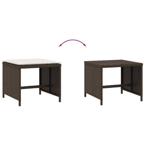 vidaXL haveskamler 4 stk. med hynder 40x40x35 cm polyrattan brun