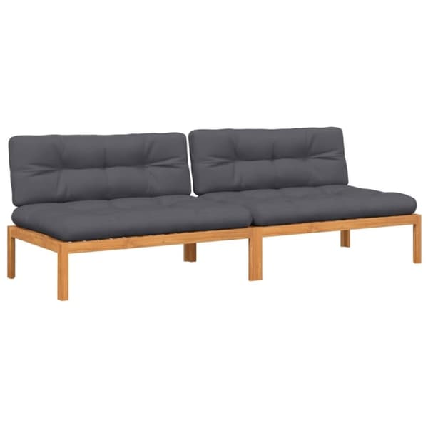 vidaXL midtermoduler til pallesofa 2 stk. med hynder massivt akacietræ