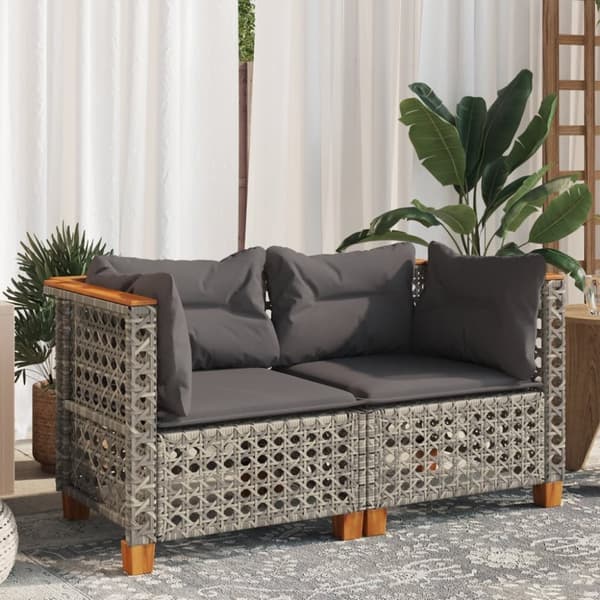 vidaXL hjørnemoduler til havesofa 2 stk. med hynder polyrattan grå