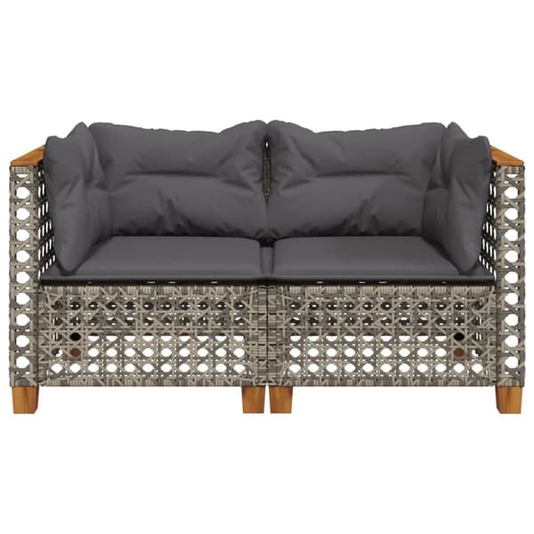 vidaXL hjørnemoduler til havesofa 2 stk. med hynder polyrattan grå