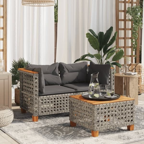 vidaXL hjørnemoduler til havesofa 2 stk. med hynder polyrattan grå