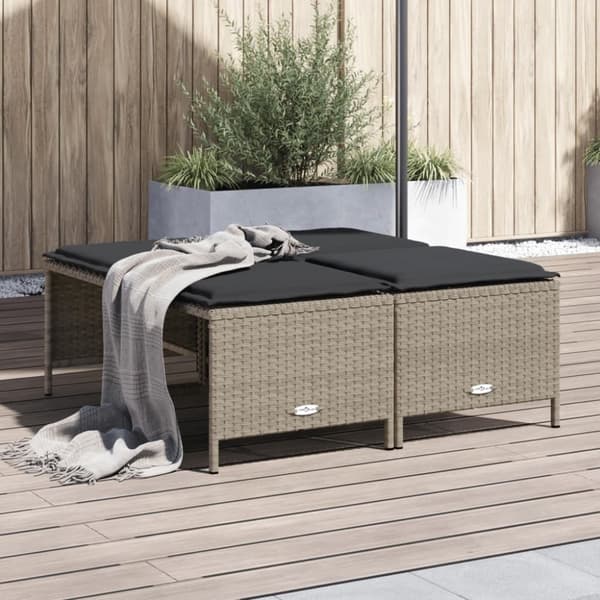 vidaXL haveskamler 4 stk. med hynder polyrattan lysegrå