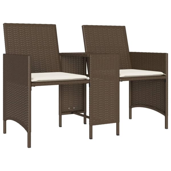 vidaXL 2-personers havesofa med bord og skamler polyrattan brun