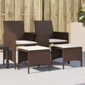 Miniatyrbillede 11 af 11: vidaXL 2-personers havesofa med bord og skamler polyrattan brun