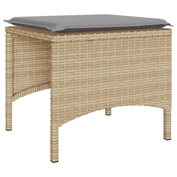 vidaXL Trädgårdssoffa 2-sits med bord och pallar beige konstrotting