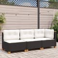 Miniatyrbillede 3 af 9: vidaXL 3-personers havesofa med hynder polyrattan sort