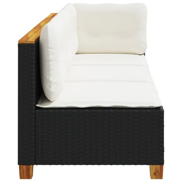 vidaXL 3-personers havesofa med hynder polyrattan sort