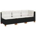Miniatyrbillede 2 af 9: vidaXL 3-personers havesofa med hynder polyrattan sort