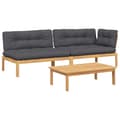 Miniatyrbillede 1 af 11: vidaXL sofasæt til haven 3 dele træpaller med hynder massivt akacietræ