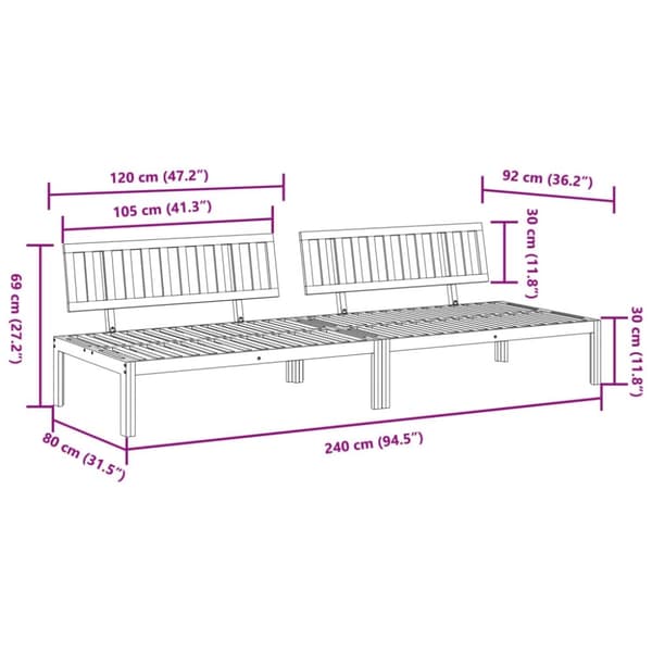 vidaXL Hagesofa paller 2 stk heltre akasie