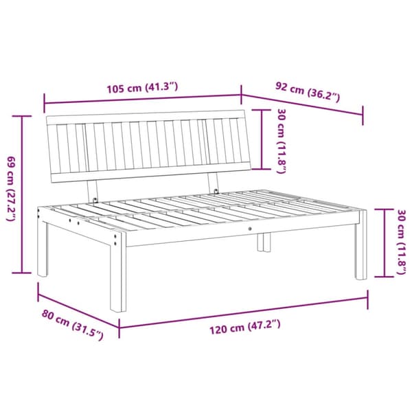 vidaXL midtermodul til pallesofa massivt akacietræ