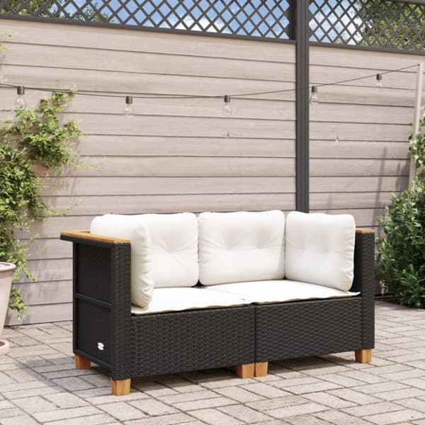 vidaXL hjørnemoduler til havesofa 2 stk. med hynder polyrattan sort