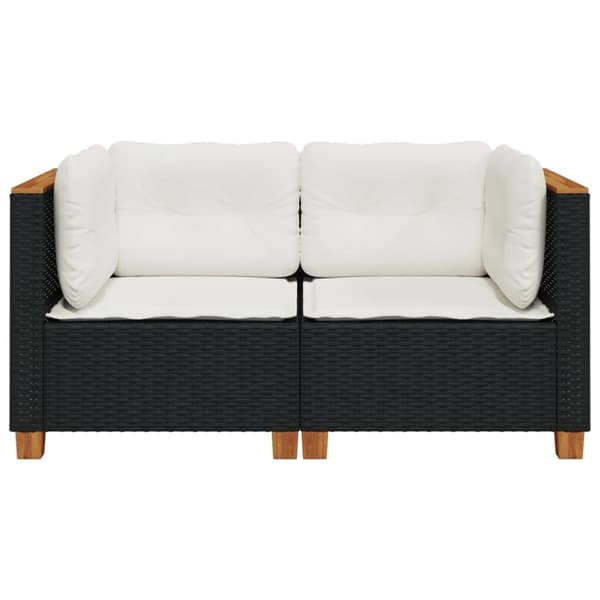 vidaXL hjørnemoduler til havesofa 2 stk. med hynder polyrattan sort